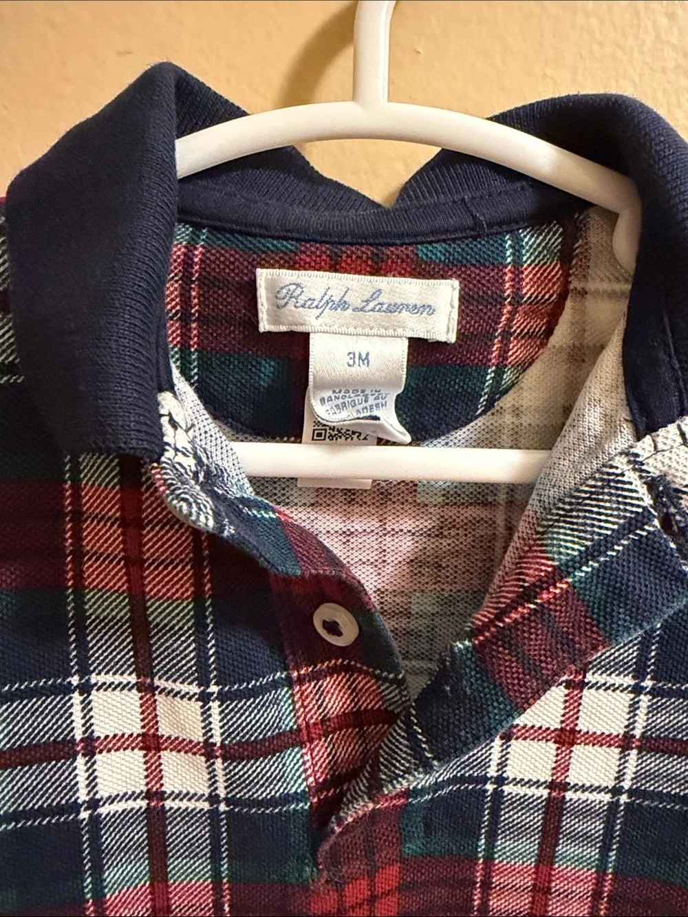 Ralph Lauren Red, Navy & White Plaid Polo Footie